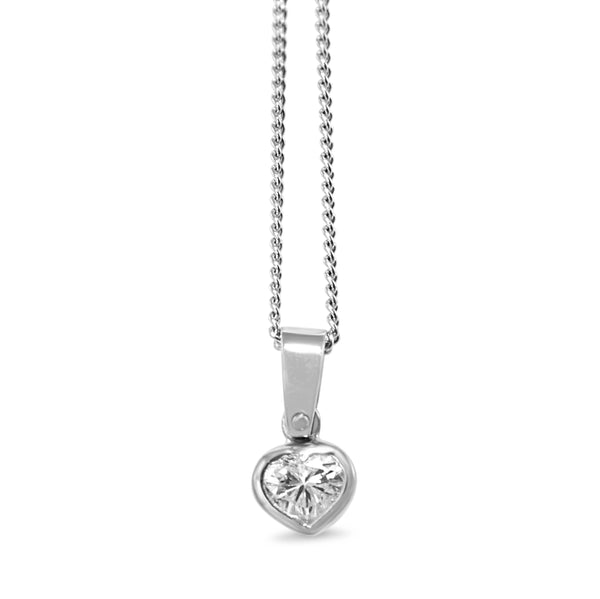 18ct White Gold Diamond Heart Solitaire Pendant