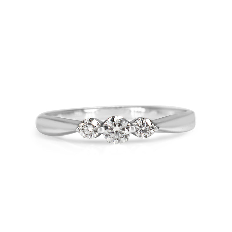 10ct White Gold Fine 3 Stone Diamond Ring