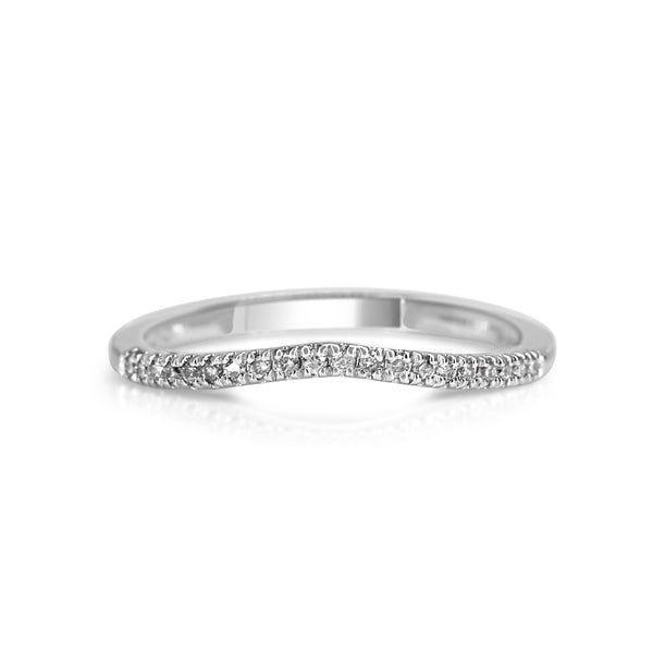 10ct White Gold Curved Diamond Band Ring