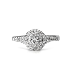 10ct White Gold Double Halo Diamond Ring