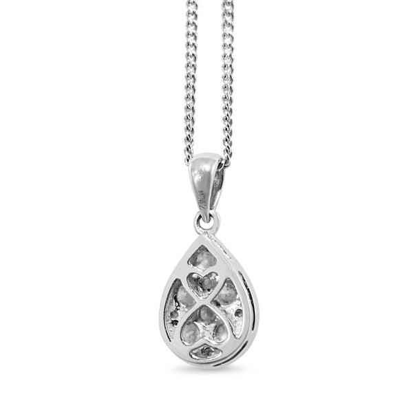 18ct White Gold Pear Diamond Cluster Pendant