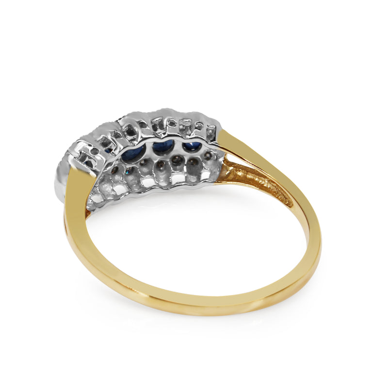 9ct Yellow and White Gold Sapphire and Diamond 5 Stone Ring