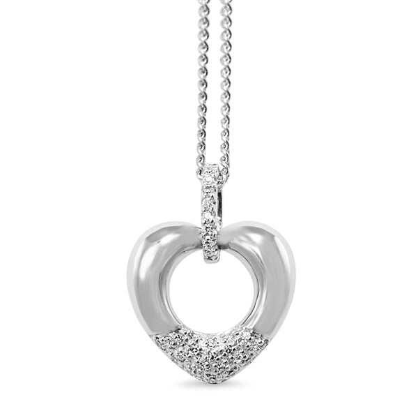 9ct White Gold Pavé Diamond Heart Pendant