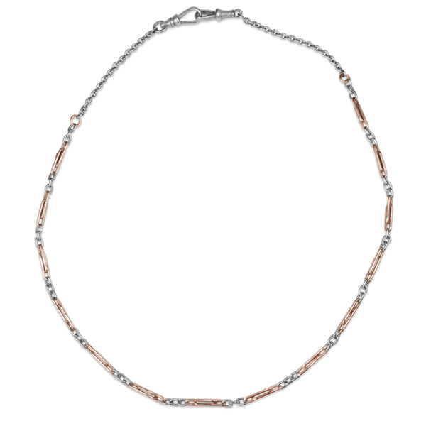9ct Rose Gold and Silver Chain Necklace