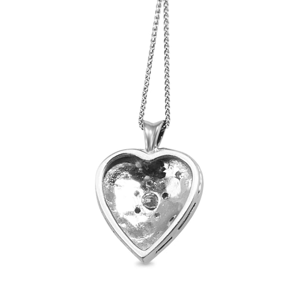 14ct White Gold Old Cut Diamond Heart Pendant