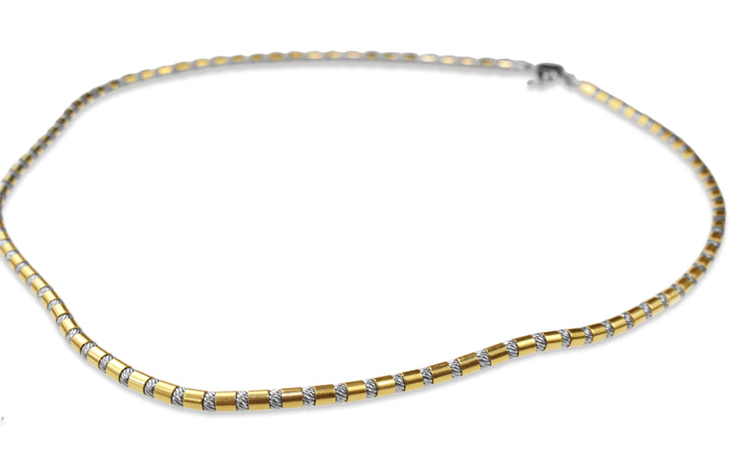 18ct Yellow and White Fancy Link Necklace with Heart Clasp
