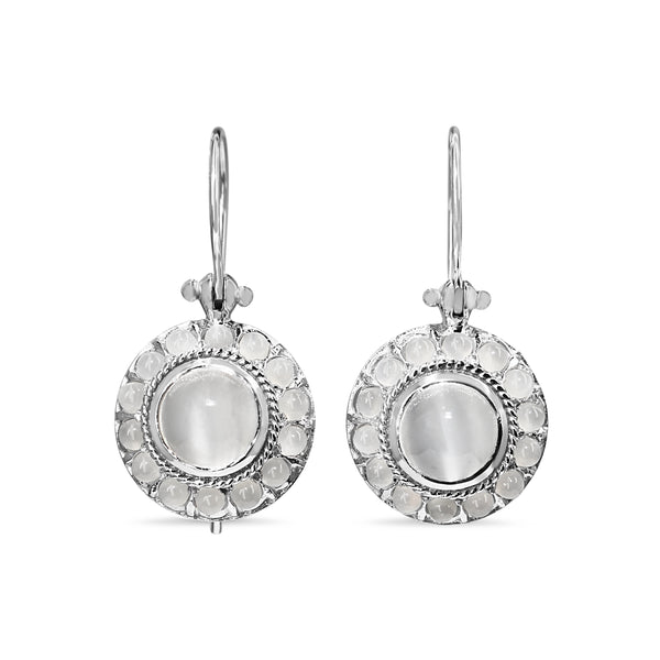 9ct White Gold Moonstone Vintage Style Earrings