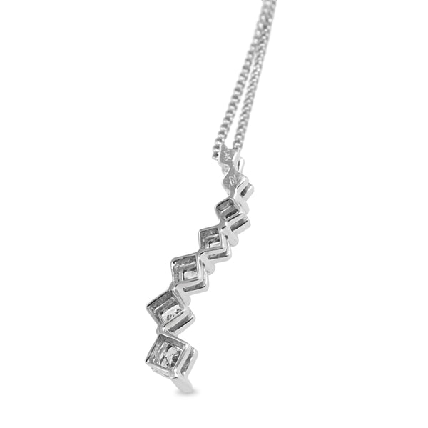 14ct White Gold Princess Cut Diamond Drop Necklace