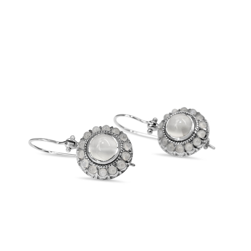 9ct White Gold Moonstone Vintage Style Earrings