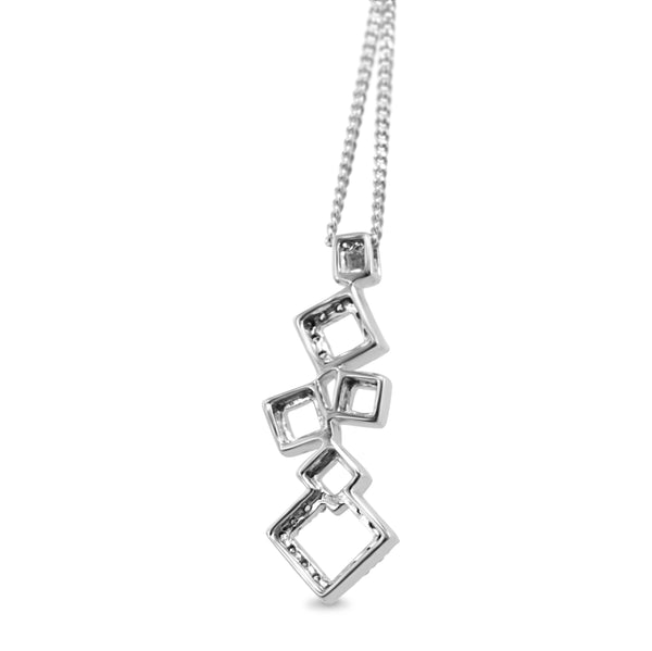 9ct White Gold Square Diamond Pendant