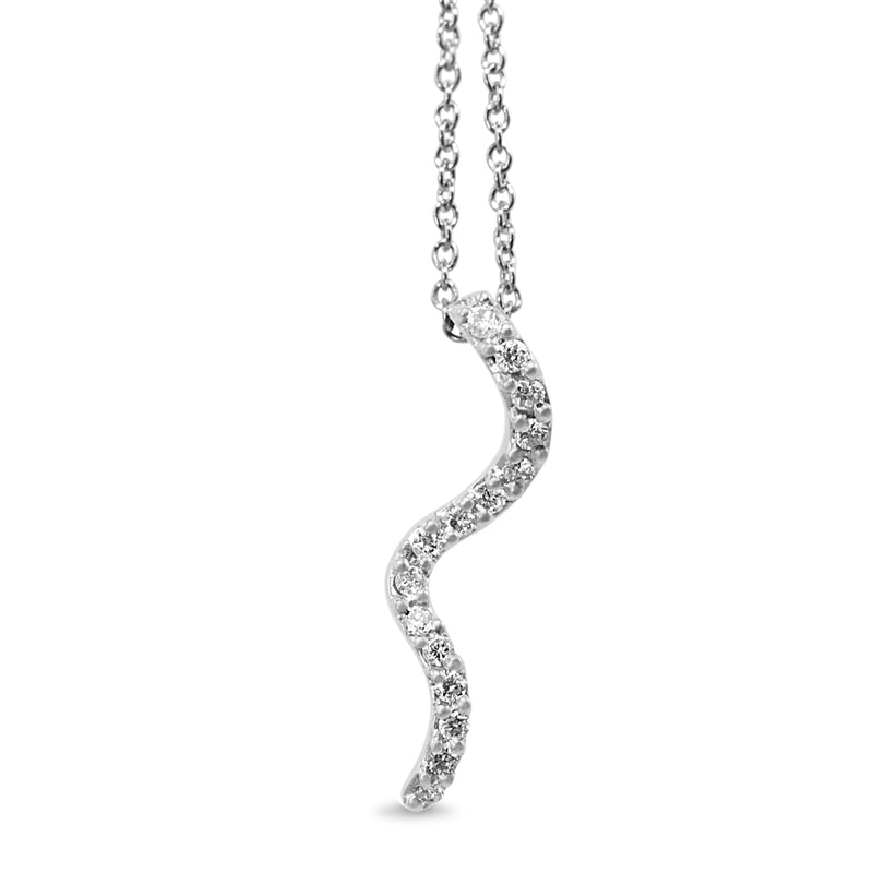 18ct White Gold Squiggle Diamond Pendant