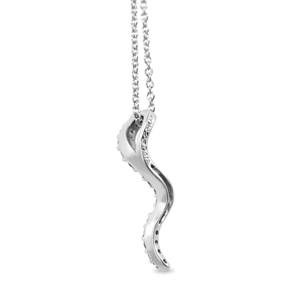 18ct White Gold Squiggle Diamond Pendant