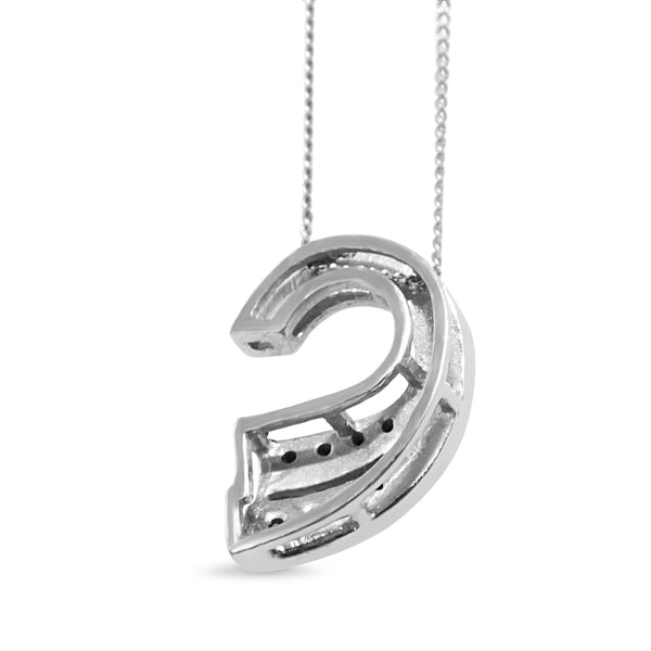 9ct White Gold Diamond Wave Necklace