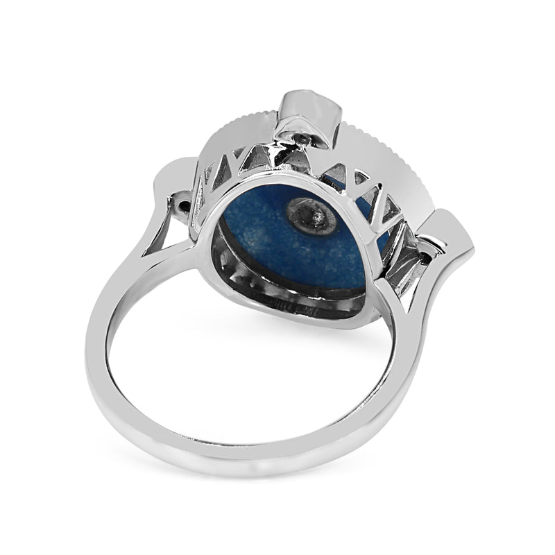 9ct White Gold Blue Jade and Topaz Ring