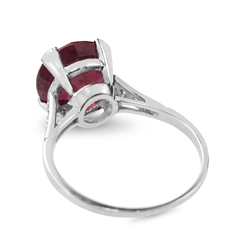 Platinum Treated Ruby and Diamond Solitaire Ring