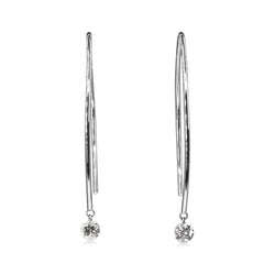 9ct White Gold Floating Diamond Open Hoop Earrings