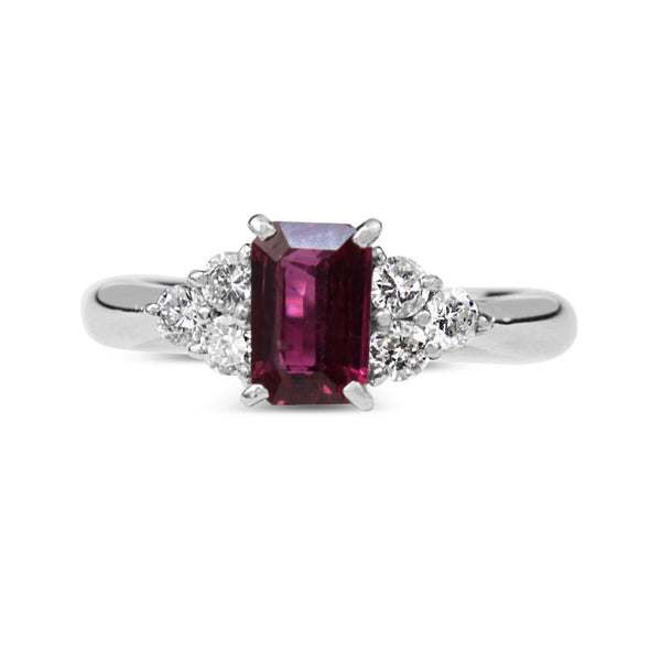 Platinum Ruby and Diamond Ring