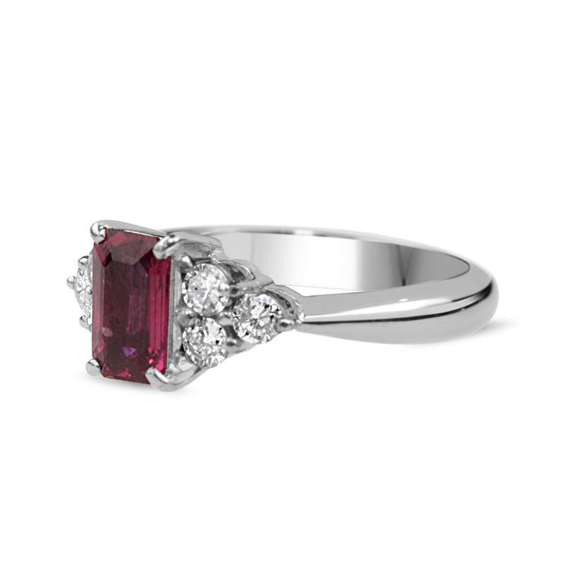 Platinum Ruby and Diamond Ring