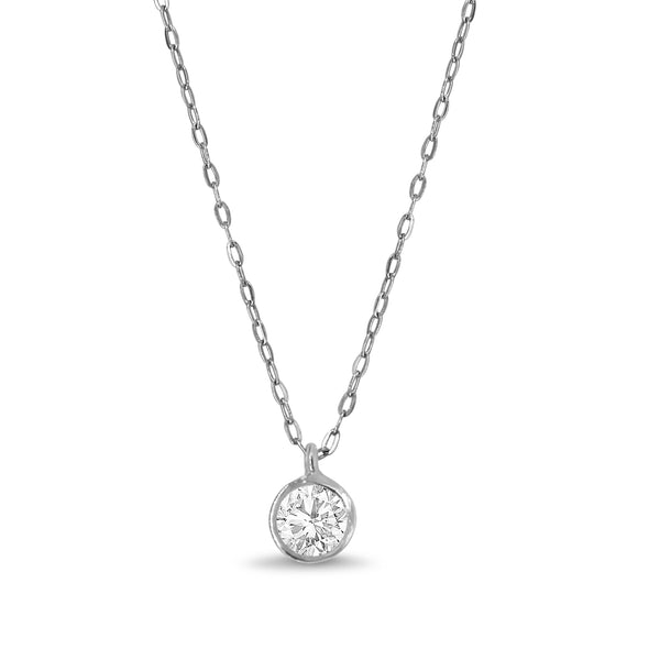 18ct White Gold Bezel Set Diamond Solitaire Necklace
