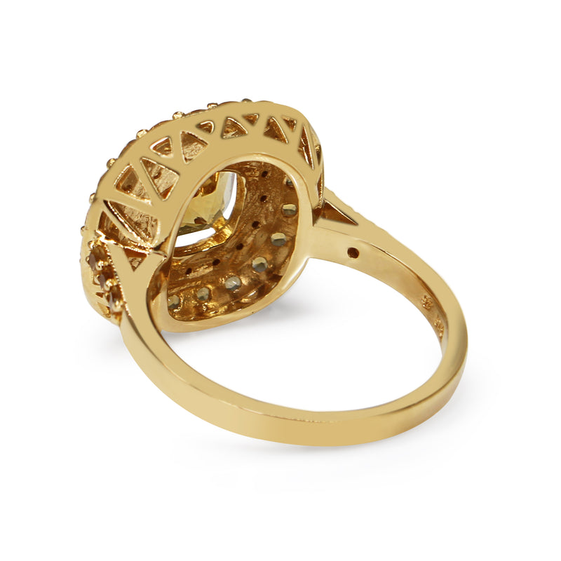 9ct Yellow Gold Citrine and Diamond Halo Ring
