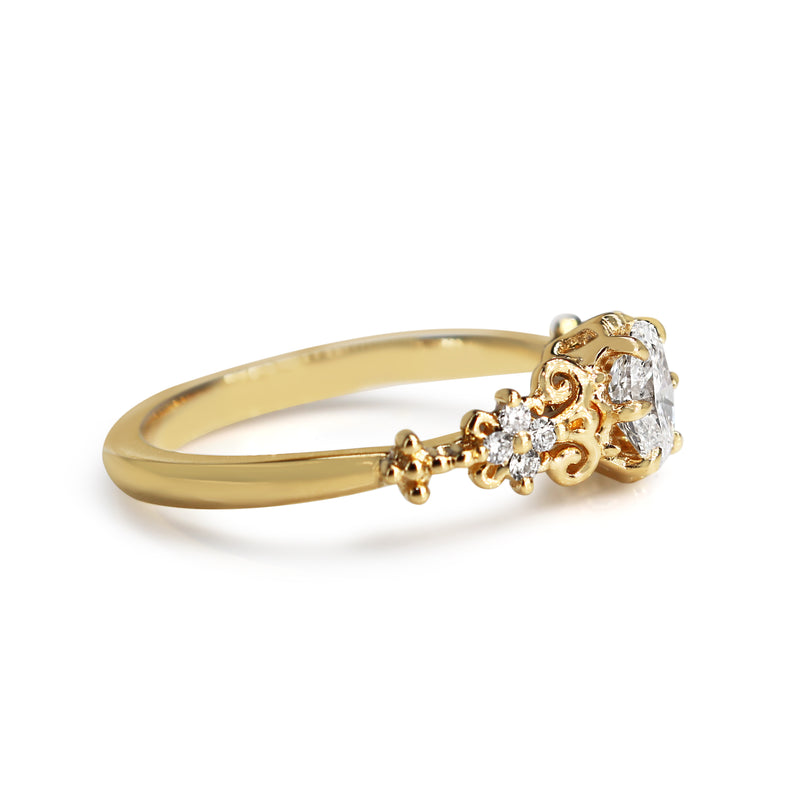 18ct Yellow Gold Vintage Style Oval Diamond Solitaire Ring