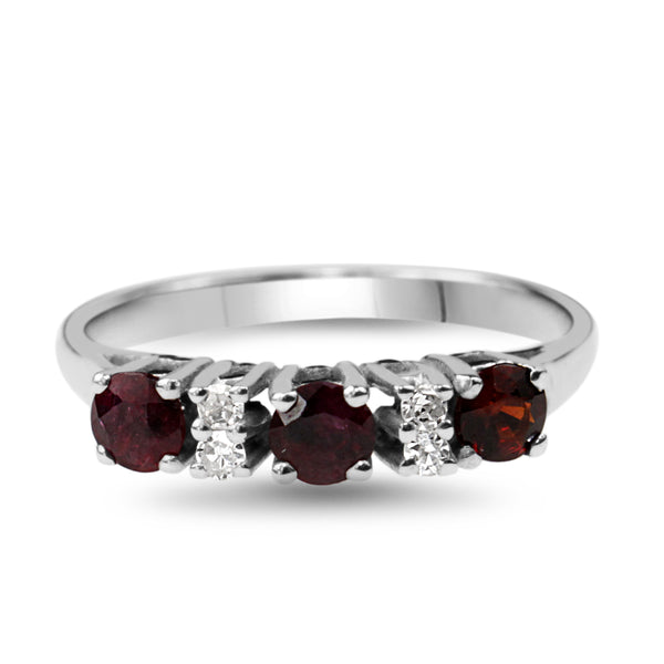 14ct White Gold Ruby and Diamond Band Ring