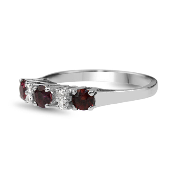 14ct White Gold Ruby and Diamond Band Ring