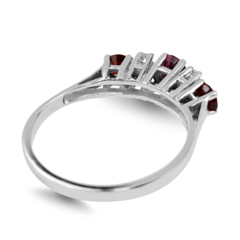 14ct White Gold Ruby and Diamond Band Ring