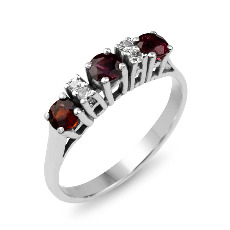 14ct White Gold Ruby and Diamond Band Ring