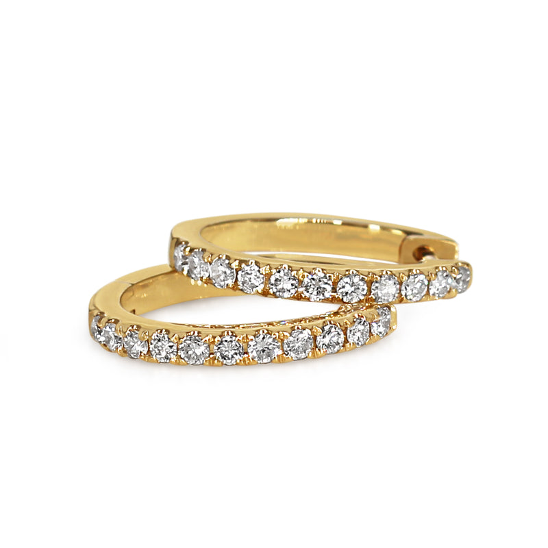 18ct Yellow Gold Diamond Hoop Earrings