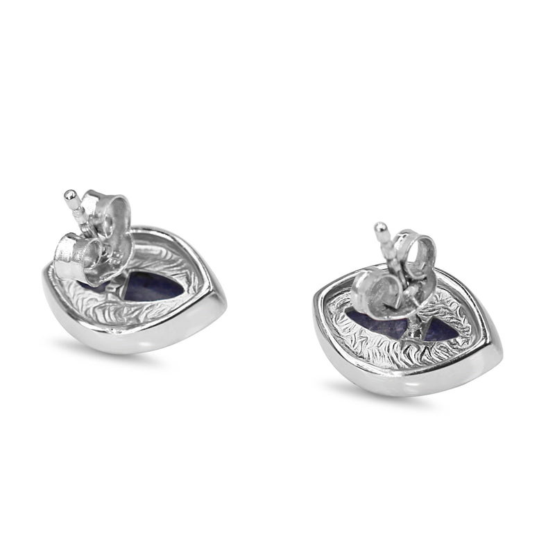 18ct White Gold Marquise Shaped Diamond and Cabochon Tanzanite Stud Earrings
