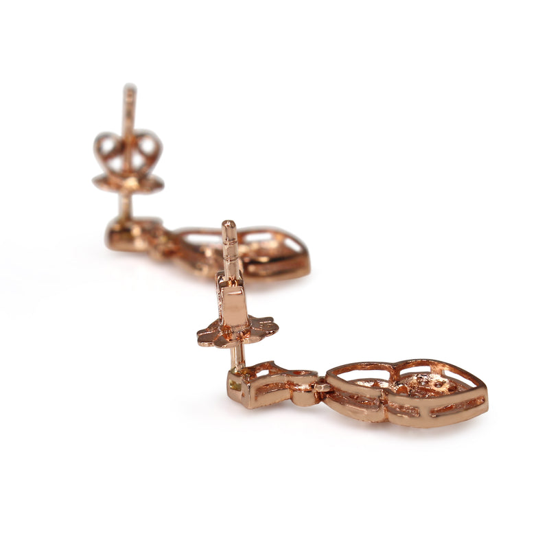 9ct Rose Gold Diamond Art Deco Style Earrings