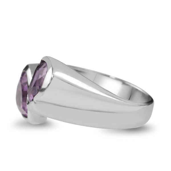 18ct White Gold Moi et Toi Amethyst Heart Ring