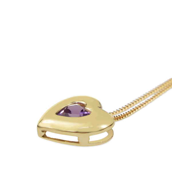 9ct Yellow Gold Amethyst Heart Necklace