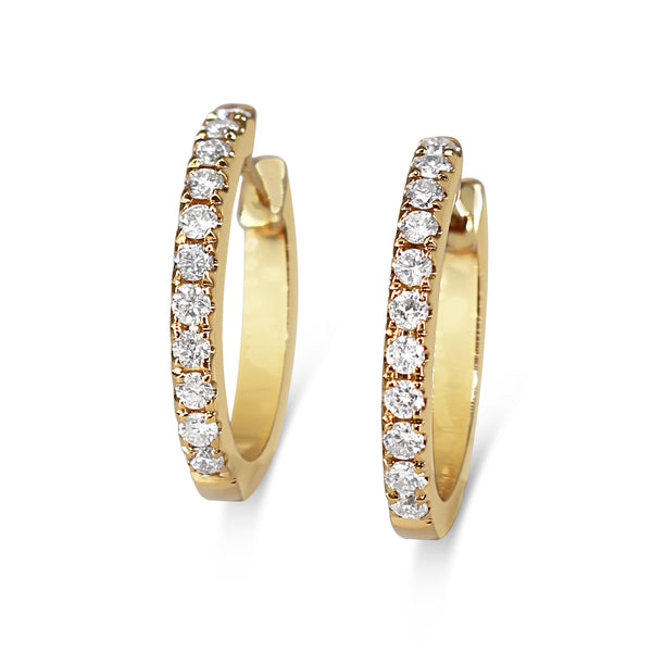 18ct Yellow Gold Diamond Hoop Earrings