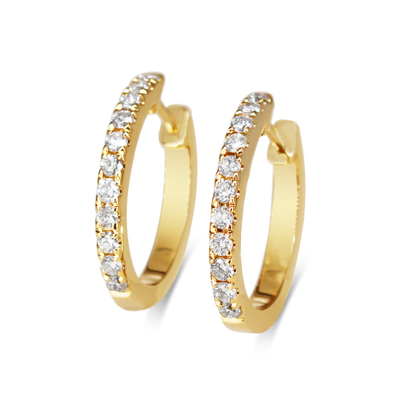 18ct Yellow Gold Diamond Hoop Earrings