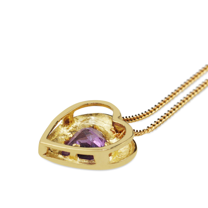 9ct Yellow Gold Amethyst Heart Necklace