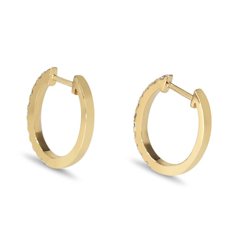 18ct Yellow Gold Diamond Hoop Earrings