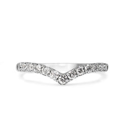 9ct White Gold V Shaped Diamond Band Ring