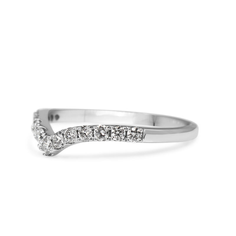 9ct White Gold V Shaped Diamond Band Ring