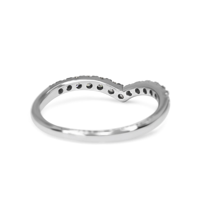 9ct White Gold V Shaped Diamond Band Ring