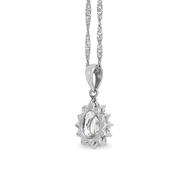 Platinum Pear Shaped Cluster Halo Pendant