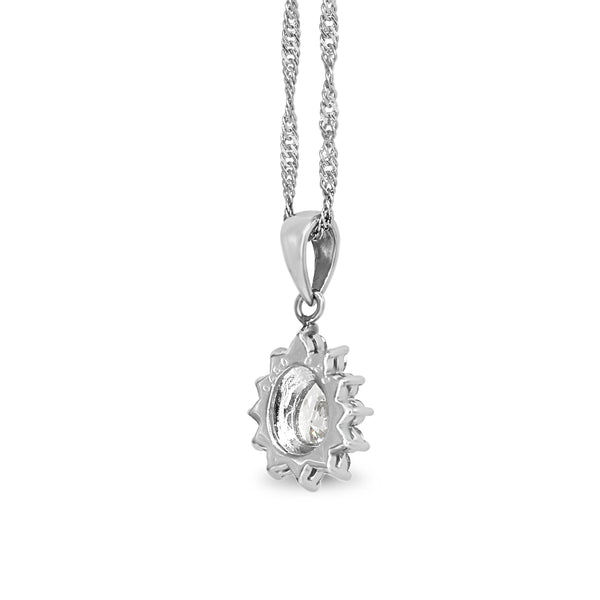 Platinum Pear Shaped Cluster Halo Necklace