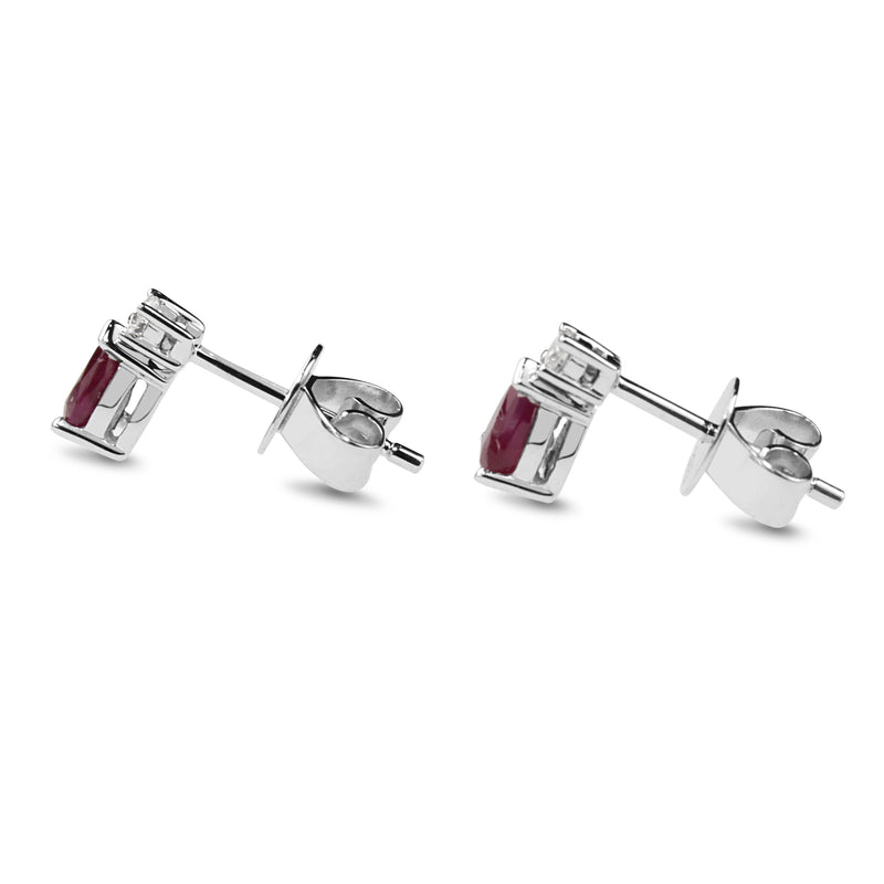 9ct White Gold Ruby and Diamond Stud Earrings