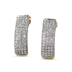 14ct Yellow and White Gold Pavé Half Hoop Diamond Earrings