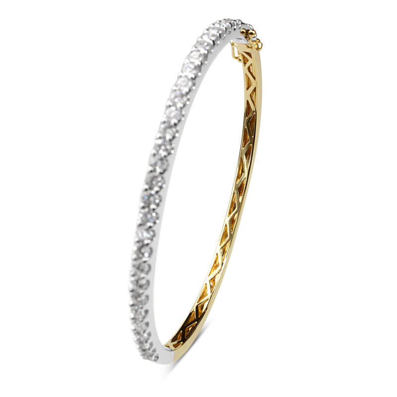 9ct Yellow and White Gold 2.05ct Diamond Bangle