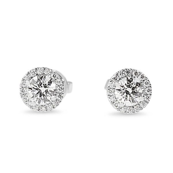 9ct White Gold Diamond Halo Stud Earrings