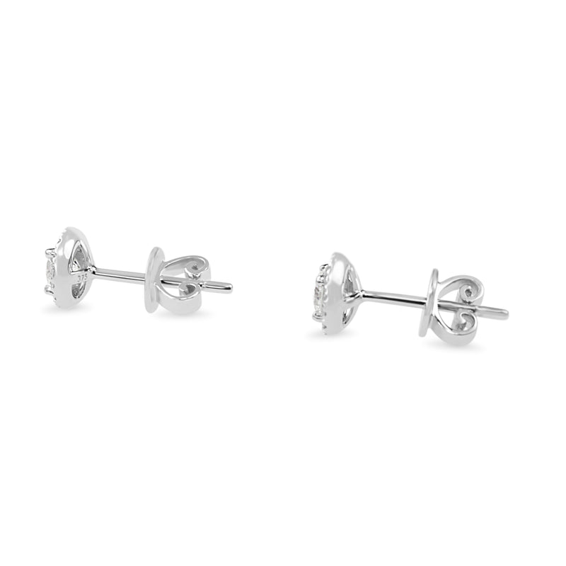 9ct White Gold Diamond Halo Stud Earrings