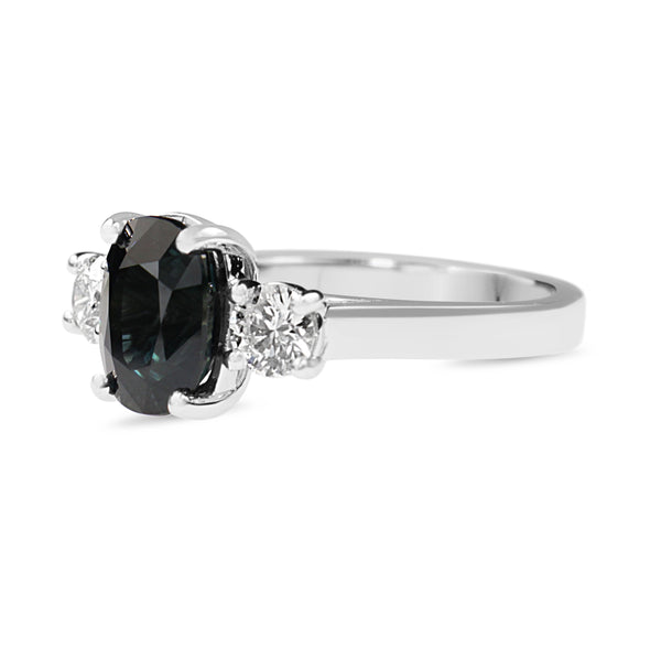 18ct White Gold Sapphire and Diamond 3 Stone Ring