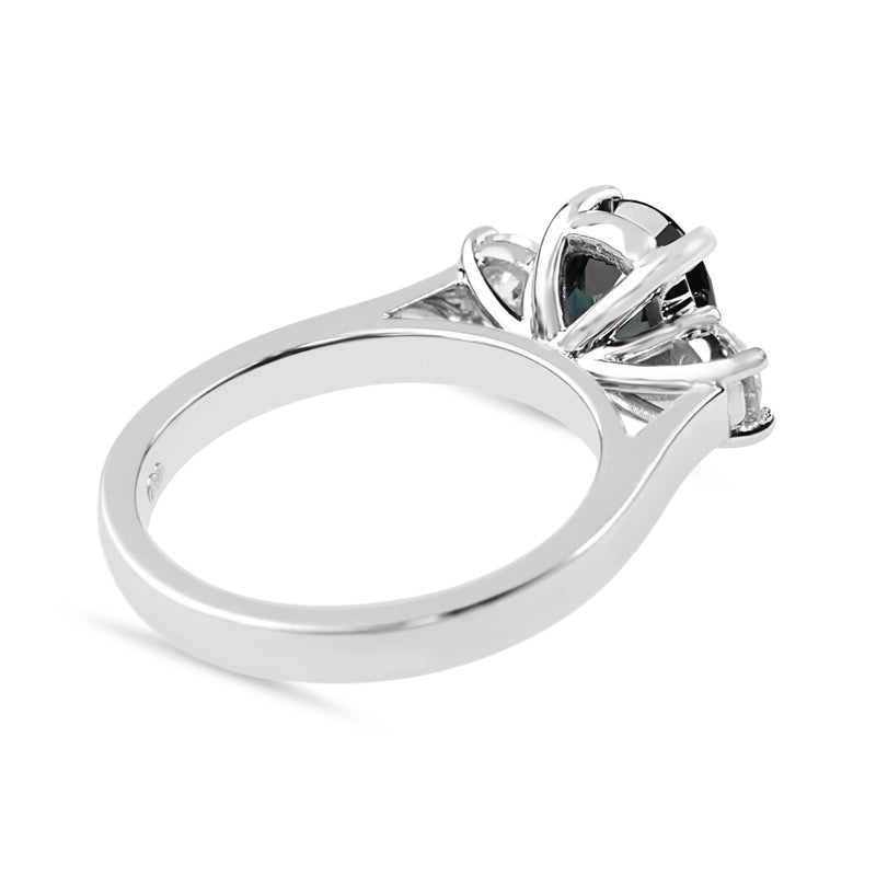 18ct White Gold Sapphire and Diamond 3 Stone Ring